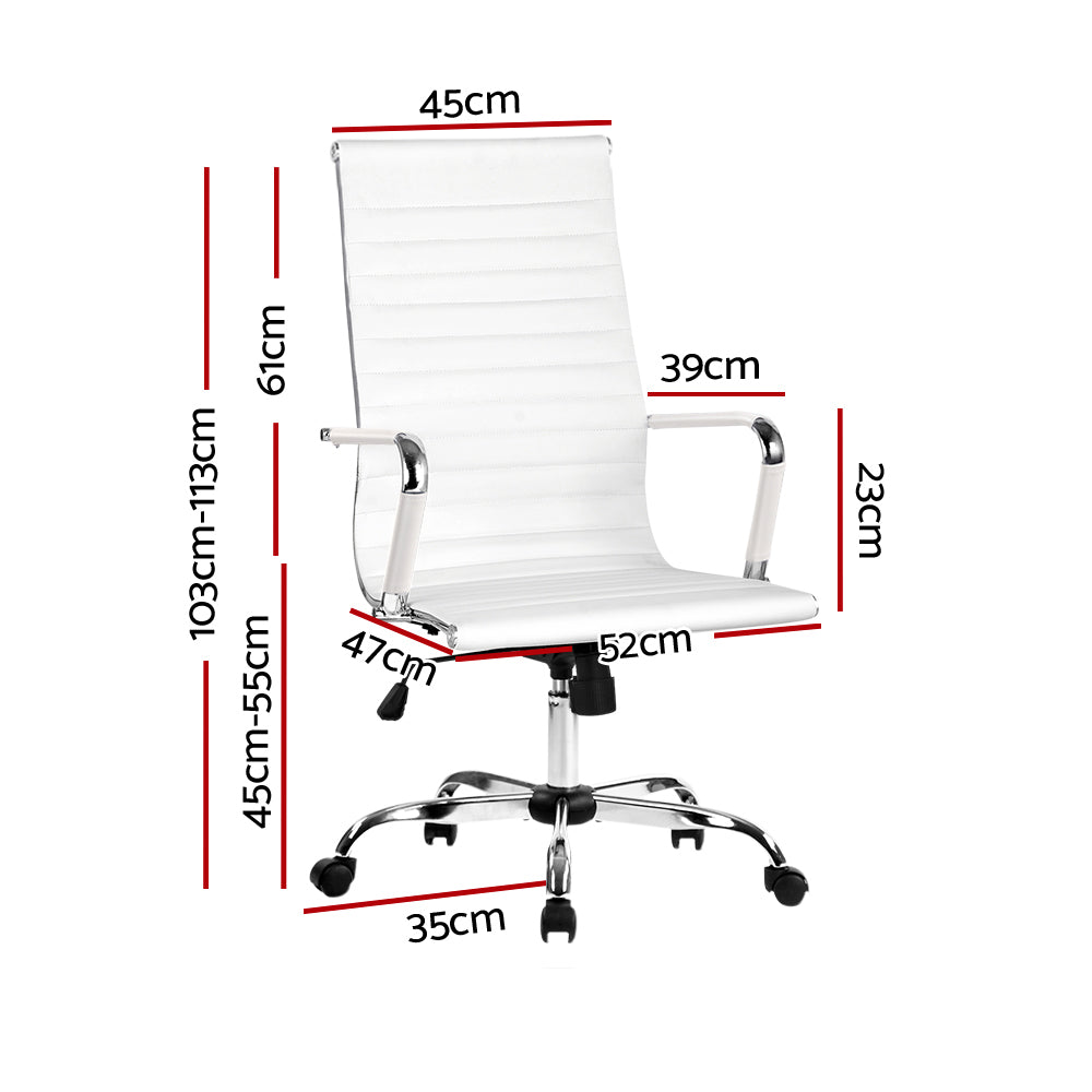 Office & Desk Chairs: Artiss Office Chair Conference Chairs PU Leather High Back White