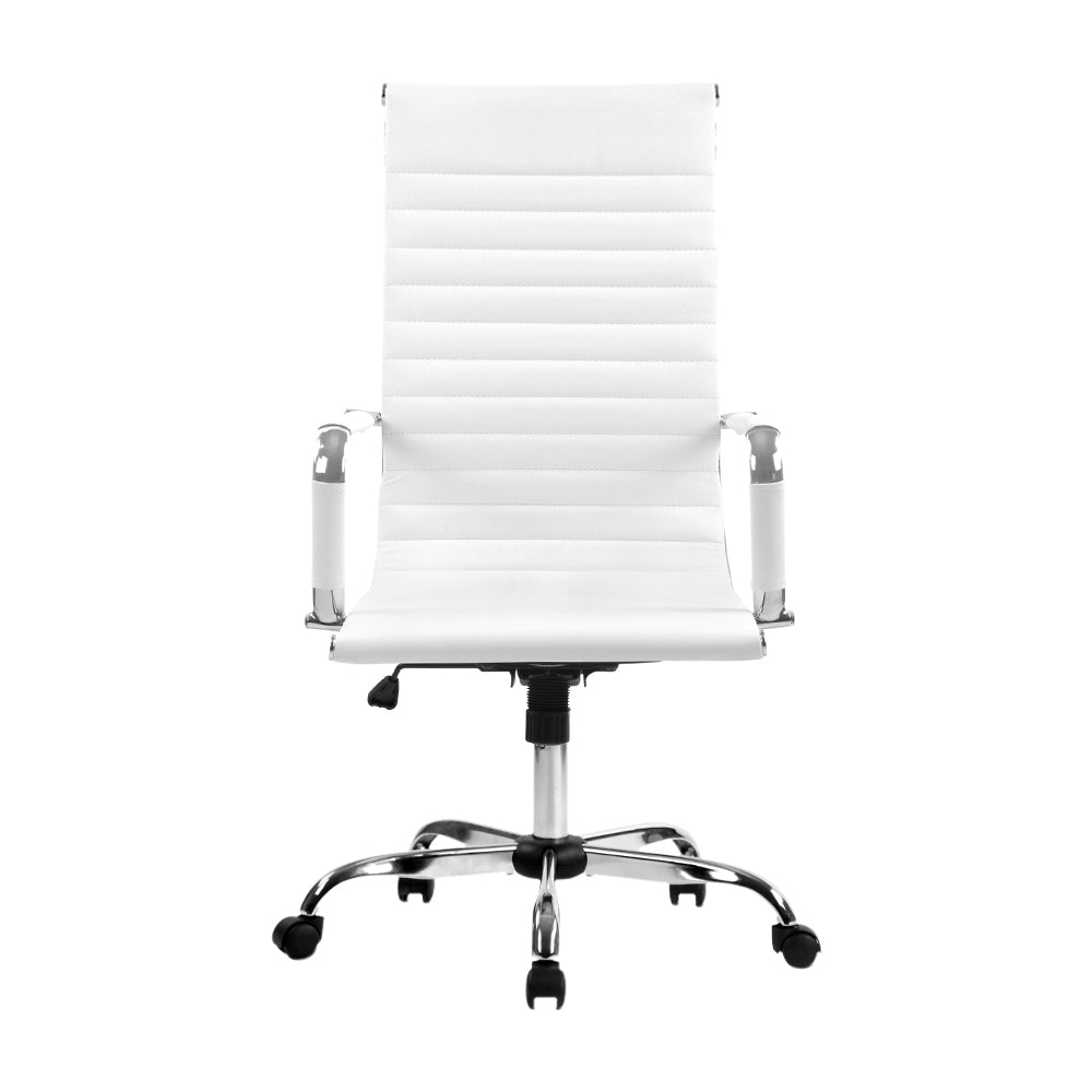 Office & Desk Chairs: Artiss Office Chair Conference Chairs PU Leather High Back White