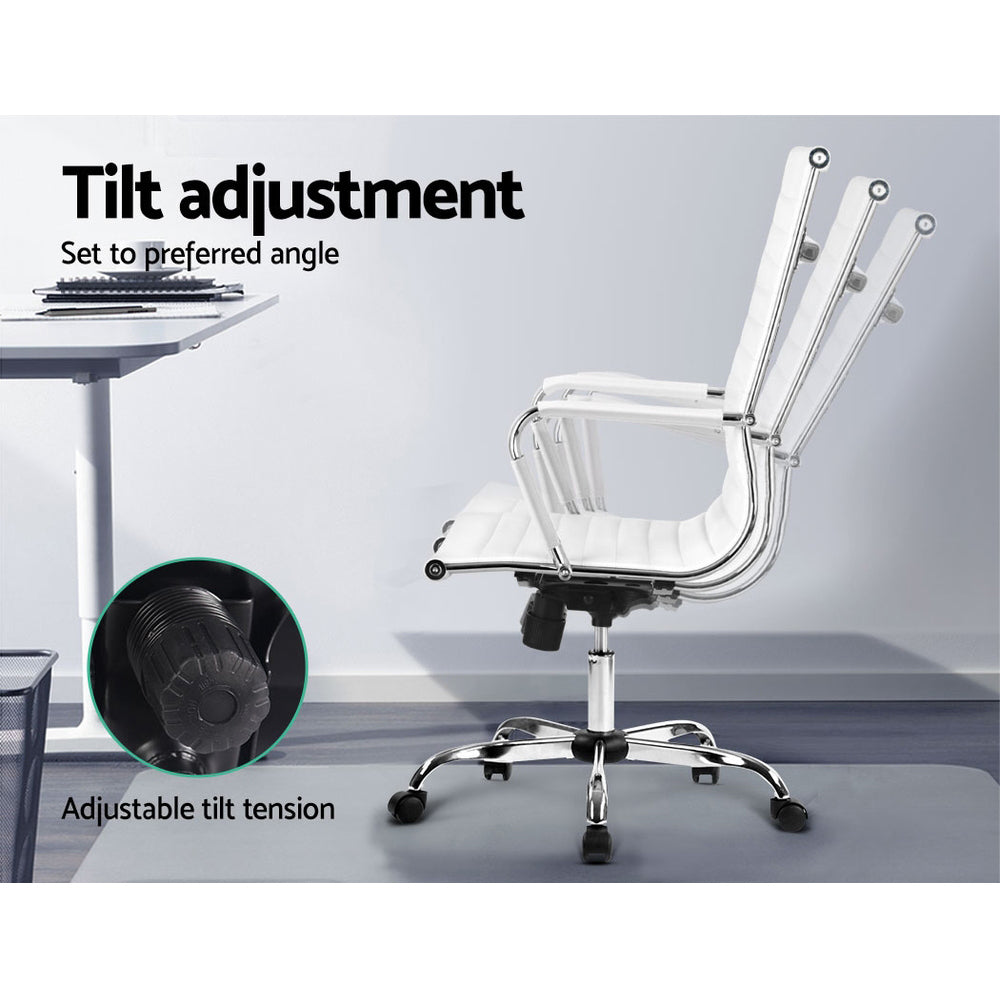 Office & Desk Chairs: Artiss Office Chair Conference Chairs PU Leather High Back White
