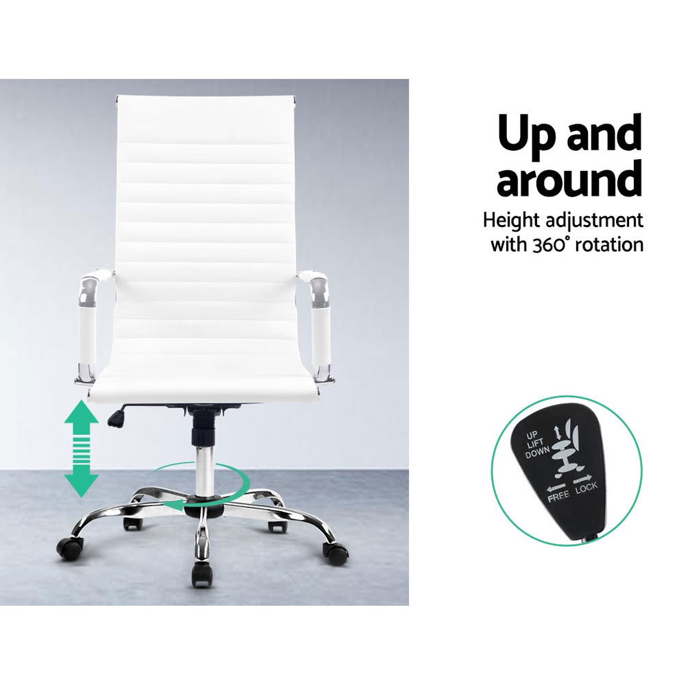 Office & Desk Chairs: Artiss Office Chair Conference Chairs PU Leather High Back White