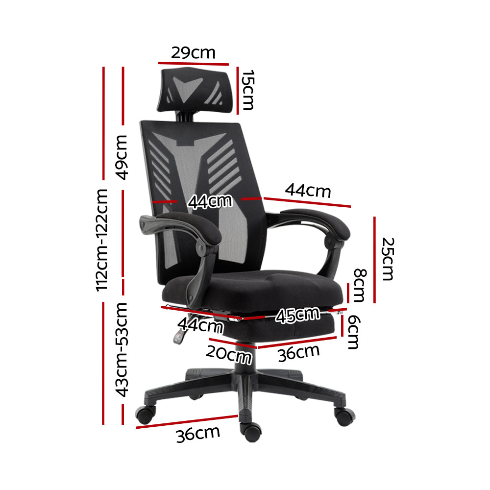 Office & Desk Chairs: Artiss Mesh Office Chair Recliner Black