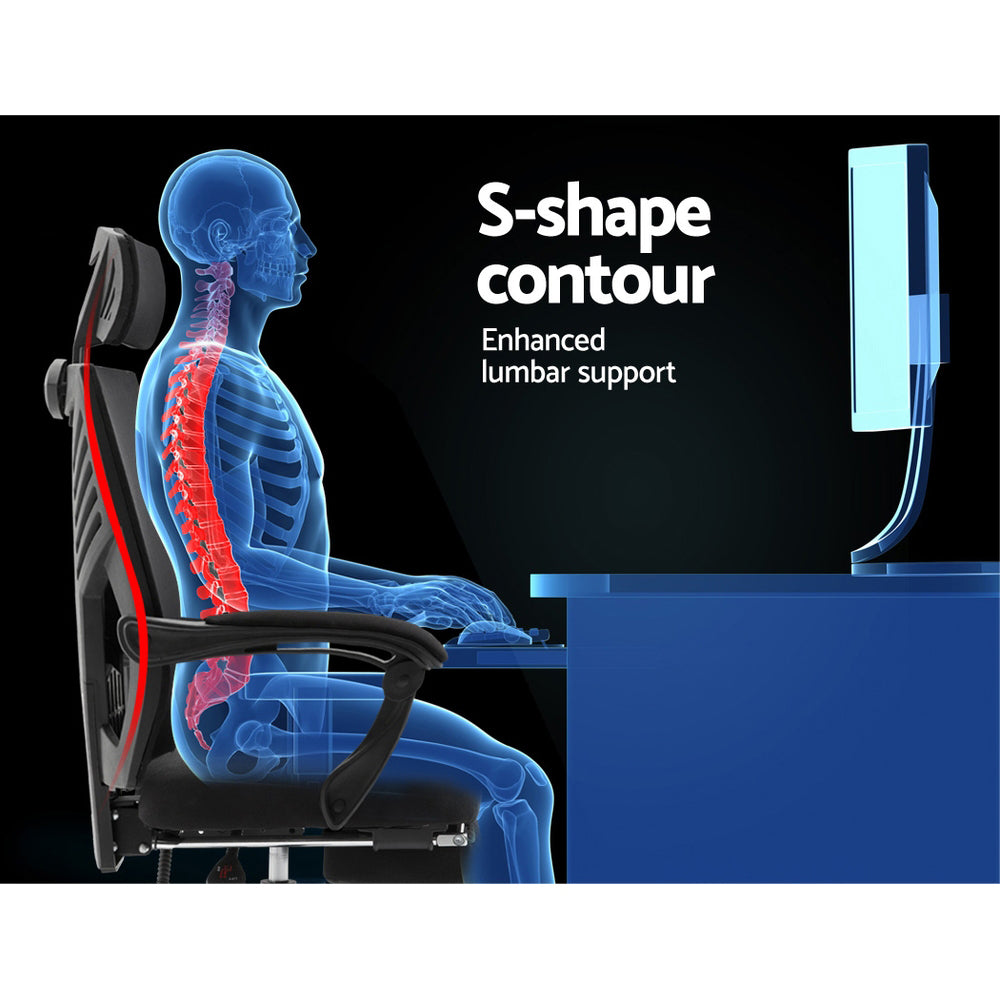 Office & Desk Chairs: Artiss Mesh Office Chair Recliner Black