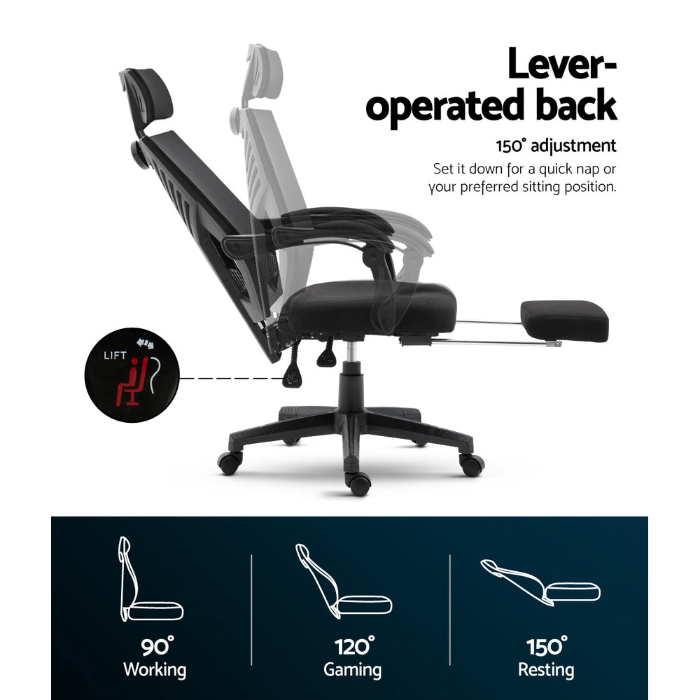 Office & Desk Chairs: Artiss Mesh Office Chair Recliner Black