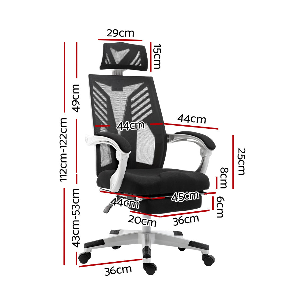 Office & Desk Chairs: Artiss Mesh Office Chair Recliner Black White