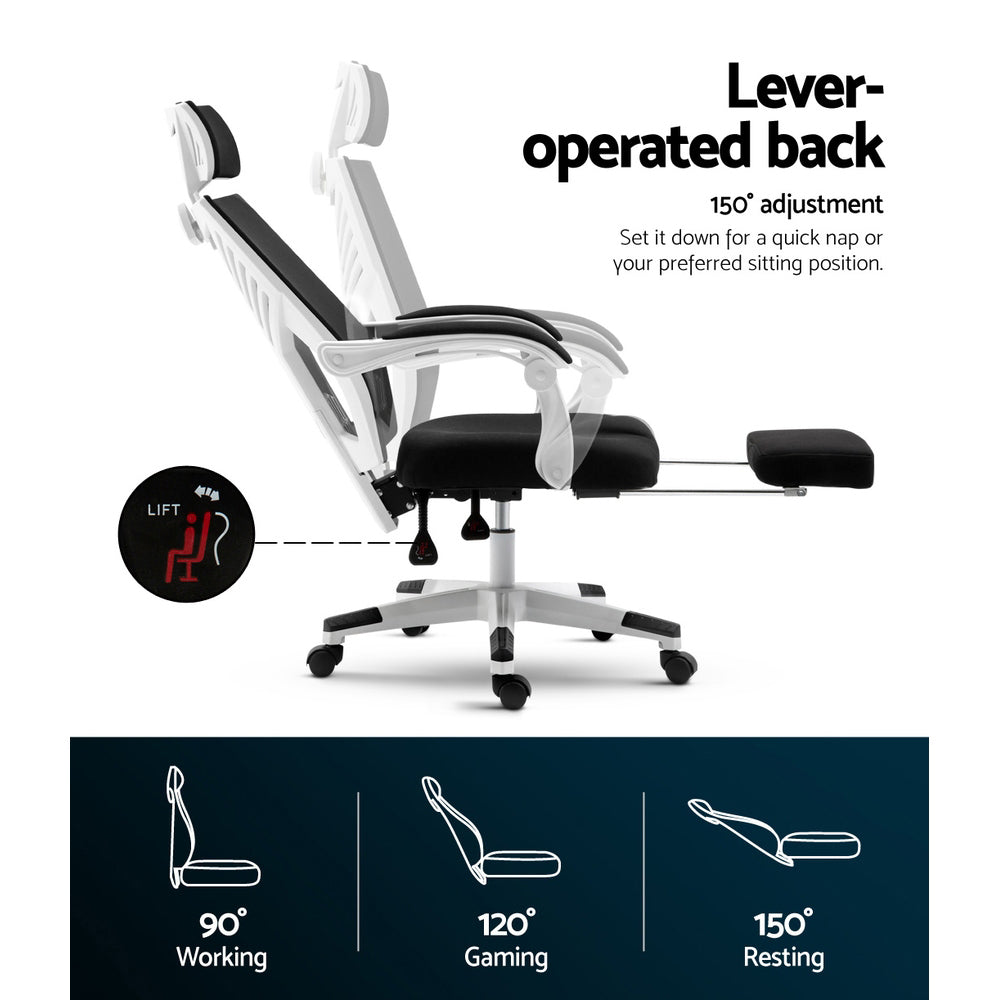Office & Desk Chairs: Artiss Mesh Office Chair Recliner Black White