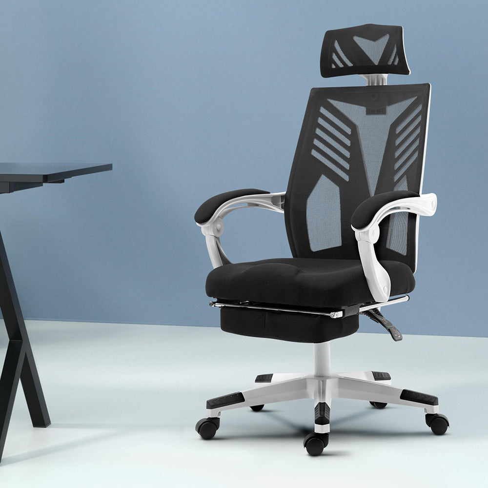 Office & Desk Chairs: Artiss Mesh Office Chair Recliner Black White