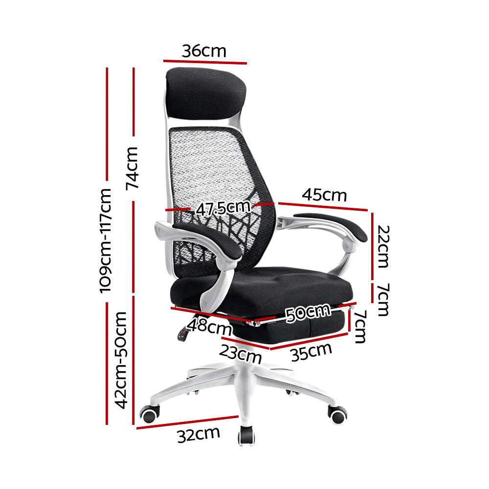 Office & Desk Chairs: Artiss Mesh Office Chair Recliner Black White