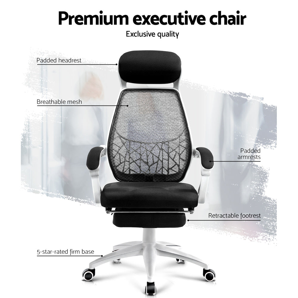 Office & Desk Chairs: Artiss Mesh Office Chair Recliner Black White
