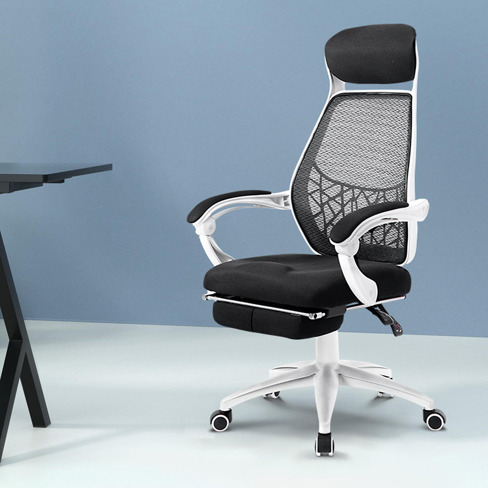 Office & Desk Chairs: Artiss Mesh Office Chair Recliner Black White