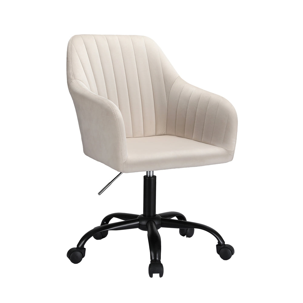 Office & Desk Chairs: Artiss Office Chair Velvet Seat Cream