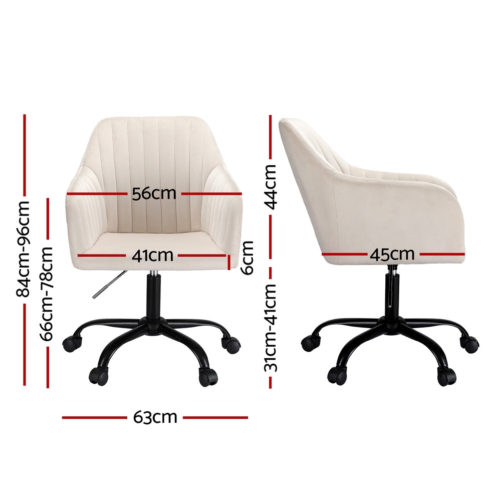 Office & Desk Chairs: Artiss Office Chair Velvet Seat Cream