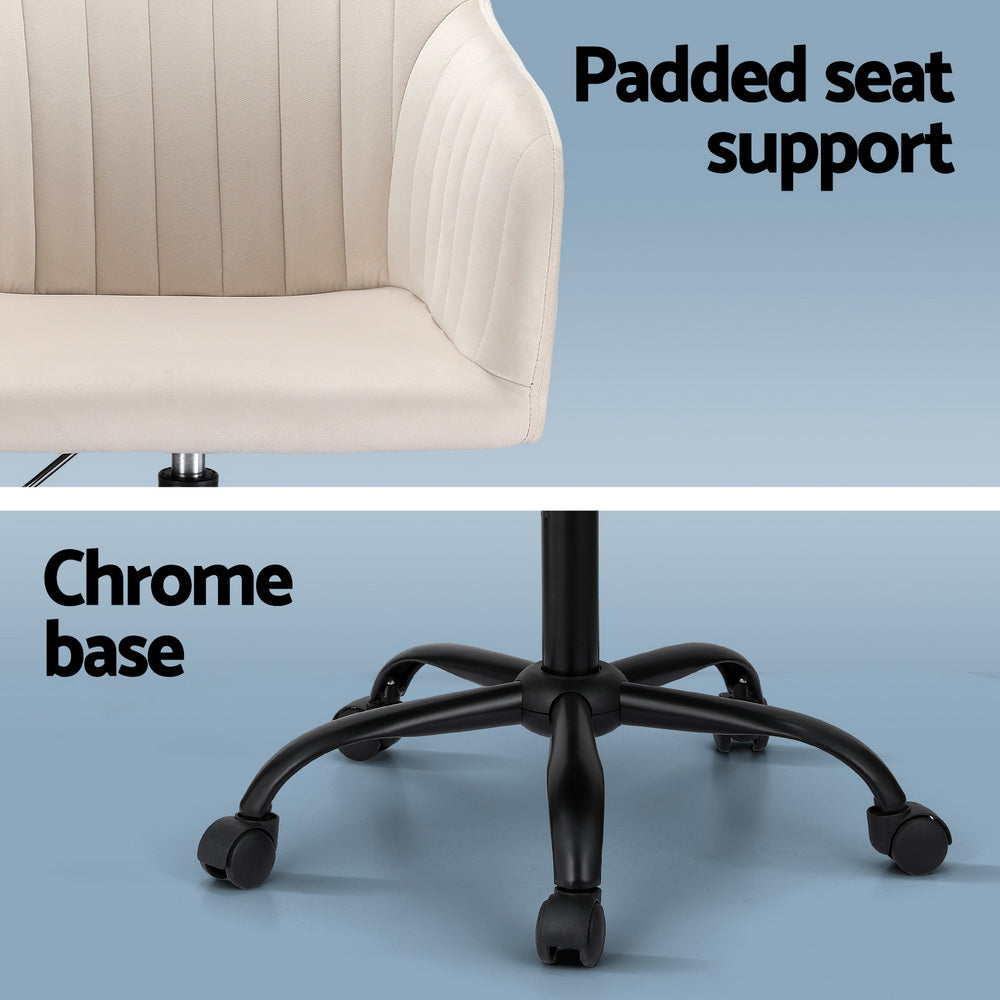 Office & Desk Chairs: Artiss Office Chair Velvet Seat Cream