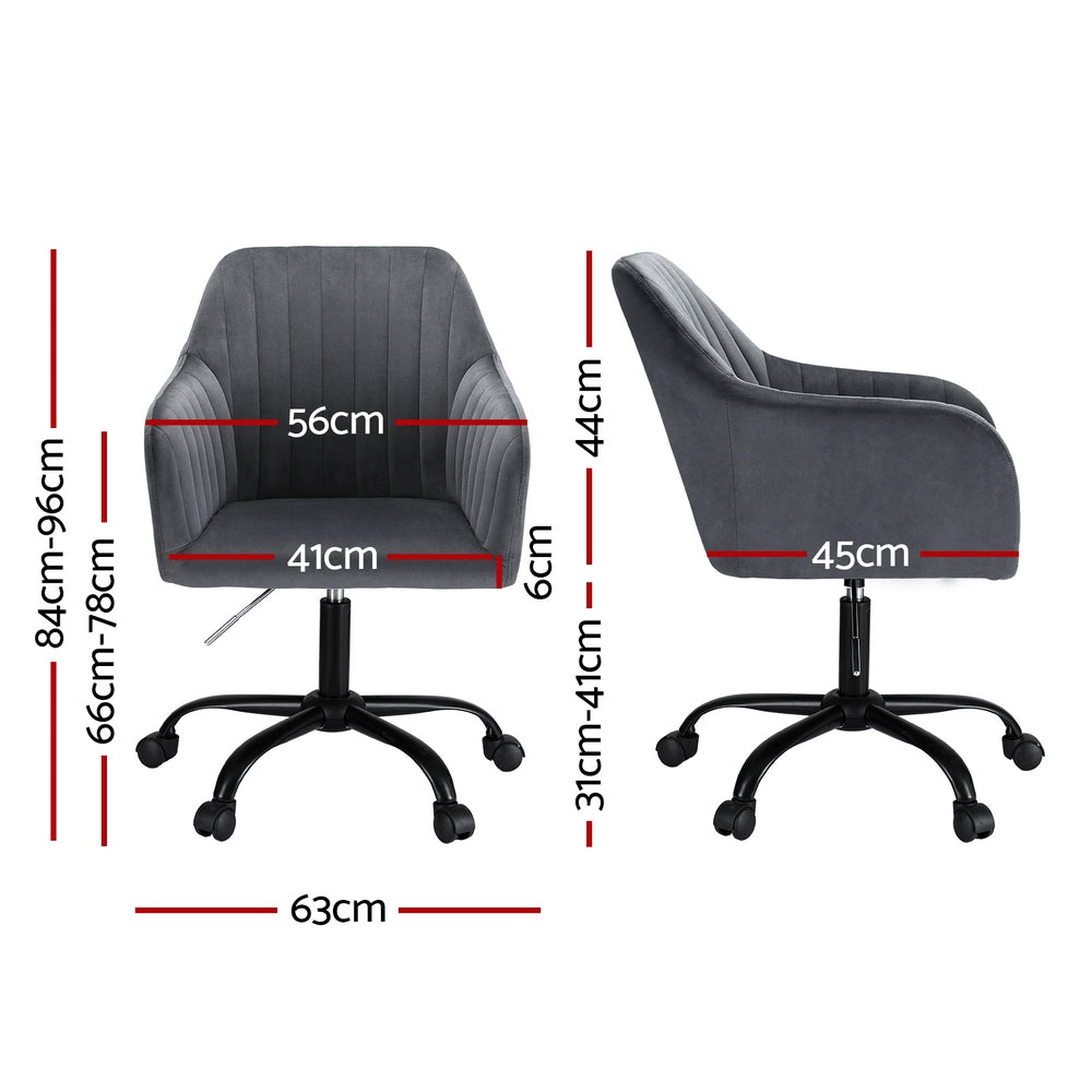 Office & Desk Chairs: Artiss Office Chair Velvet Seat Dark Grey