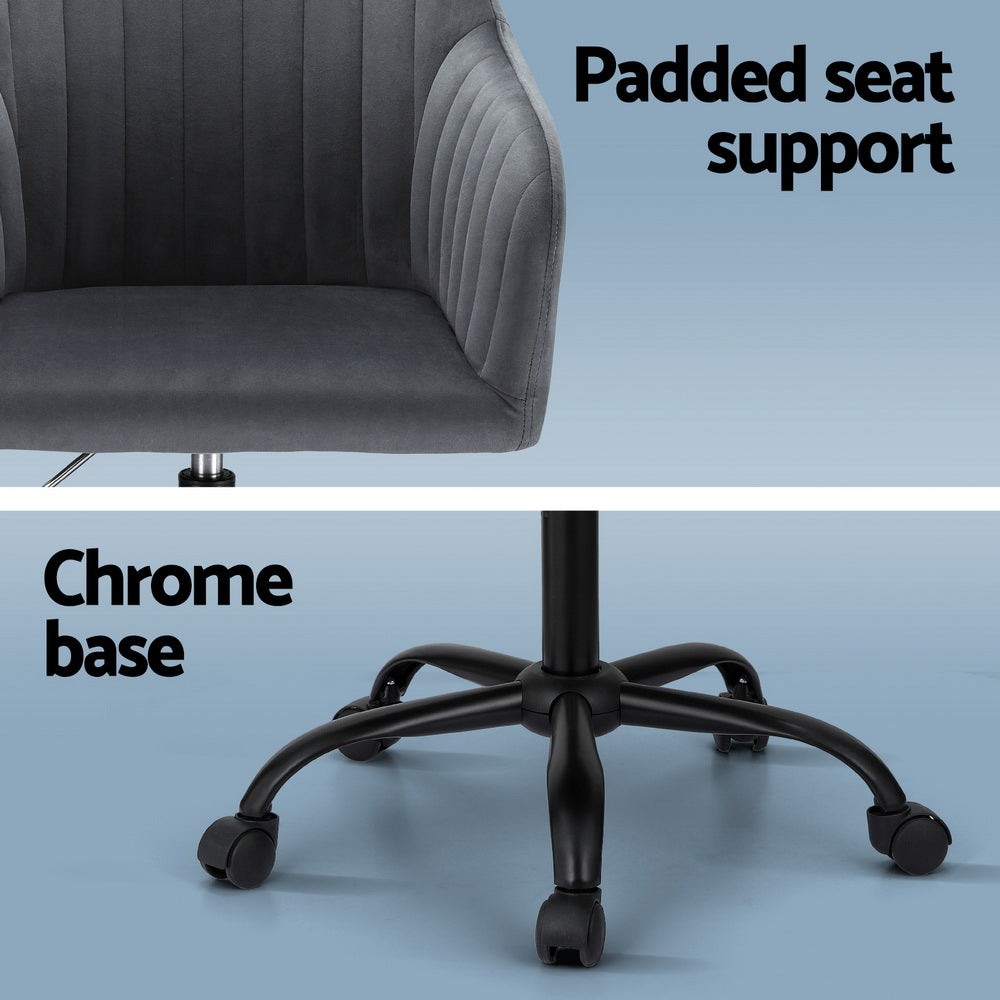 Office & Desk Chairs: Artiss Office Chair Velvet Seat Dark Grey