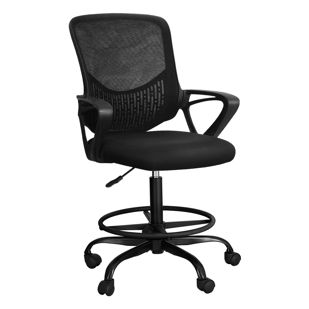 Office & Desk Chairs: Artiss Office Chair Drafting Stool Computer Standing Desk Mesh Chairs Black