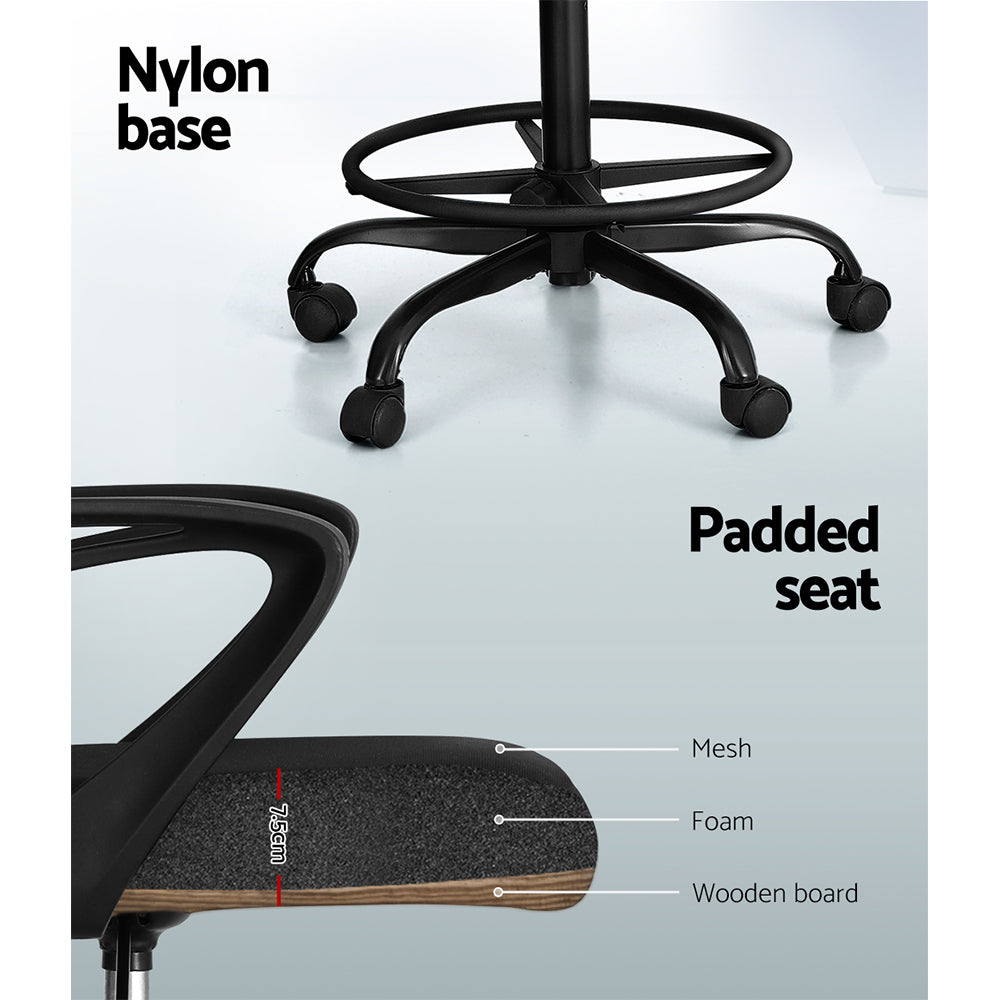 Office & Desk Chairs: Artiss Office Chair Drafting Stool Computer Standing Desk Mesh Chairs Black