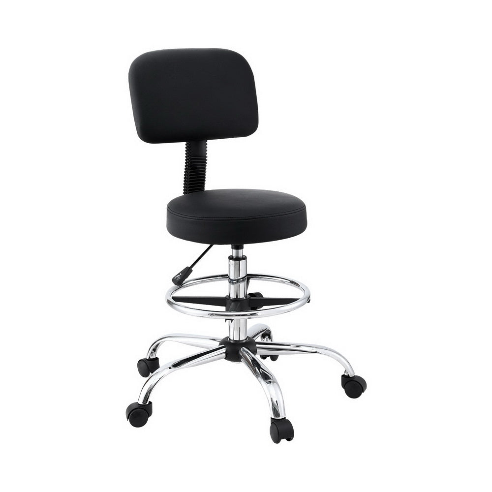 Office & Desk Chairs: Artiss Office Chair Drafting Computer Standing Desk Chairs Ergonomic PU Black