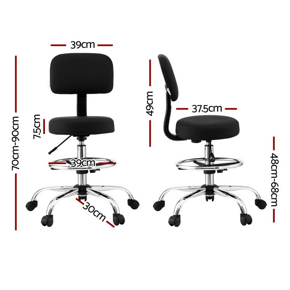 Office & Desk Chairs: Artiss Office Chair Drafting Computer Standing Desk Chairs Ergonomic PU Black