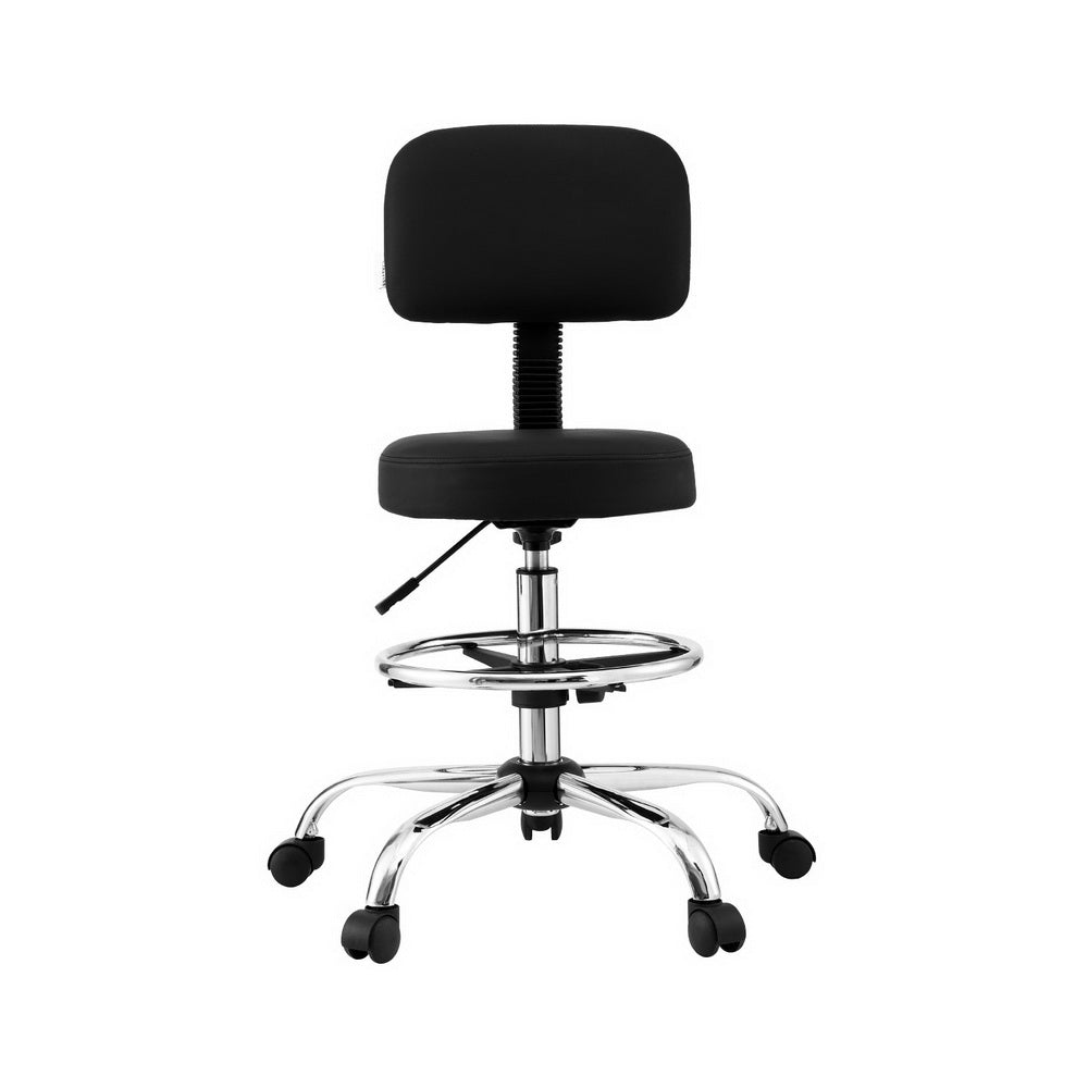 Office & Desk Chairs: Artiss Office Chair Drafting Computer Standing Desk Chairs Ergonomic PU Black