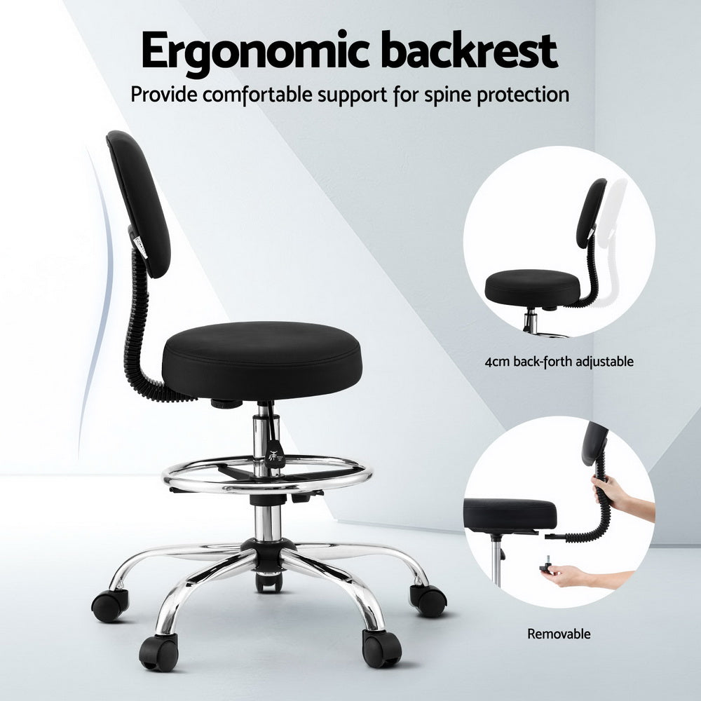 Office & Desk Chairs: Artiss Office Chair Drafting Computer Standing Desk Chairs Ergonomic PU Black
