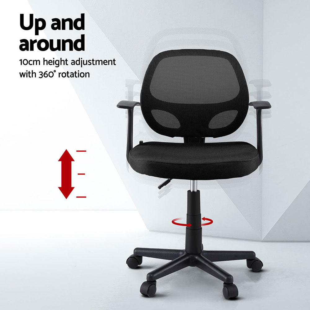 Office & Desk Chairs: Artiss 2x Mesh Office Chair Computer Gaming Desk Chairs Work Study Mid Back Black