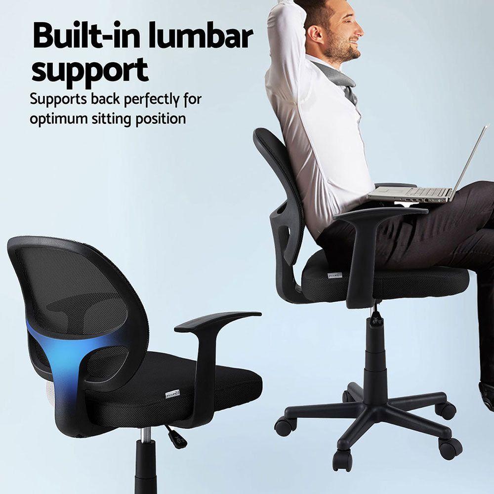 Office & Desk Chairs: Artiss 2x Mesh Office Chair Computer Gaming Desk Chairs Work Study Mid Back Black