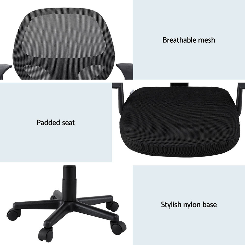Office & Desk Chairs: Artiss 2x Mesh Office Chair Computer Gaming Desk Chairs Work Study Mid Back Black