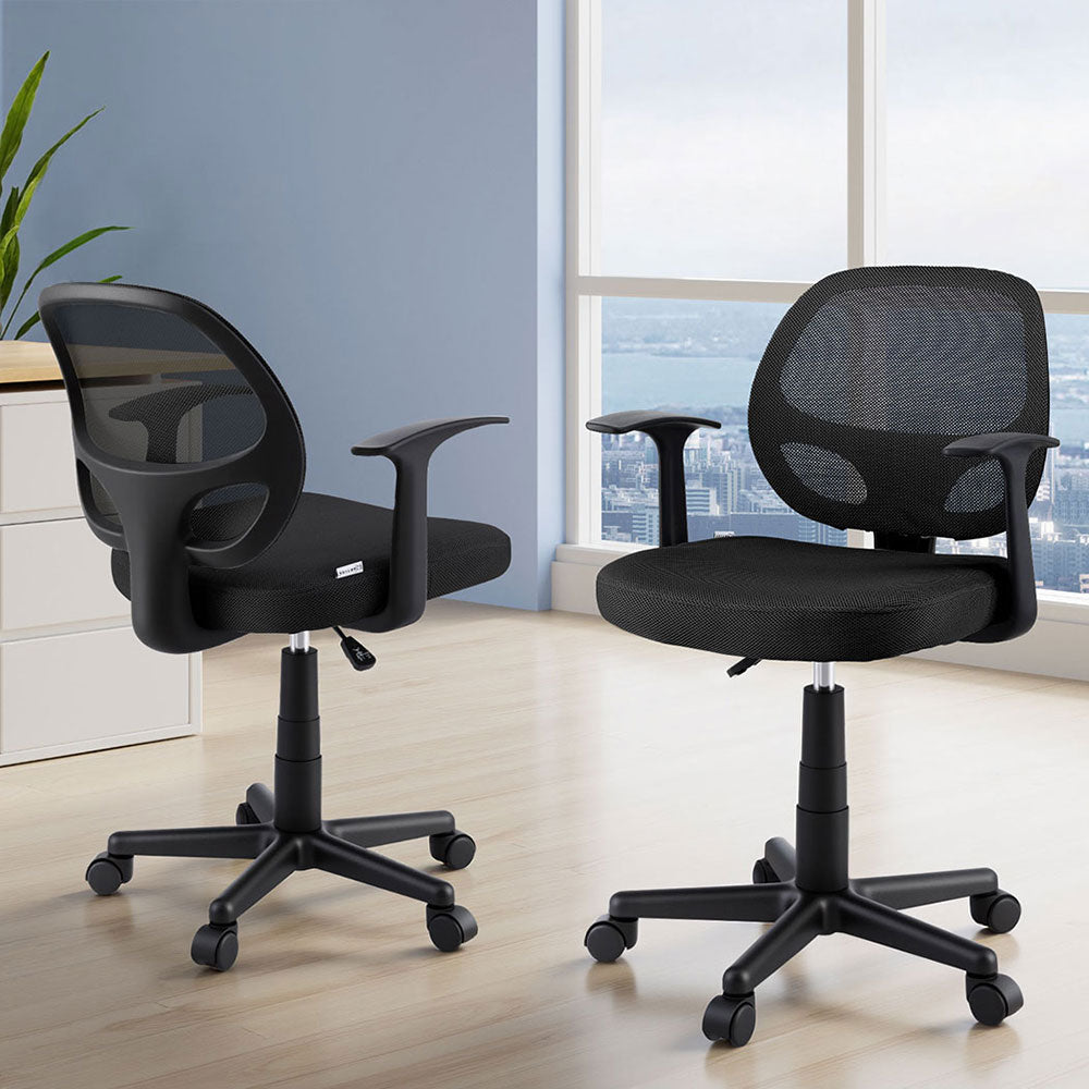 Office & Desk Chairs: Artiss 2x Mesh Office Chair Computer Gaming Desk Chairs Work Study Mid Back Black