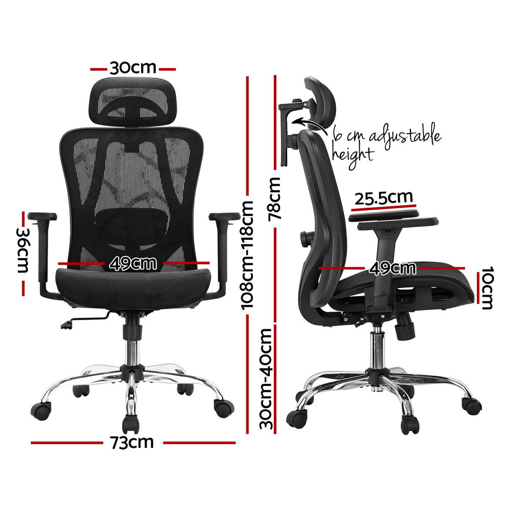 Office & Desk Chairs: Artiss Ergonomic Office Chair Recline Black