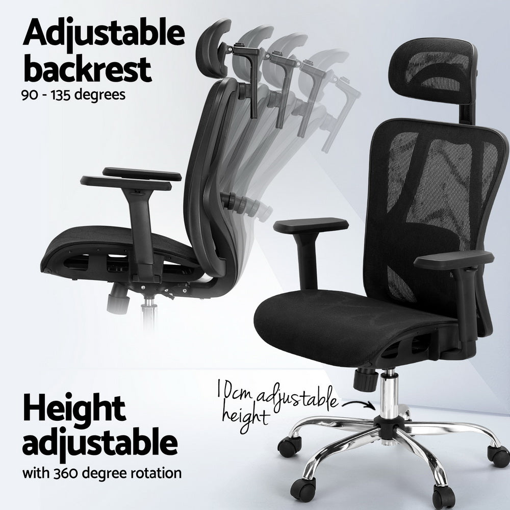 Office & Desk Chairs: Artiss Ergonomic Office Chair Recline Black