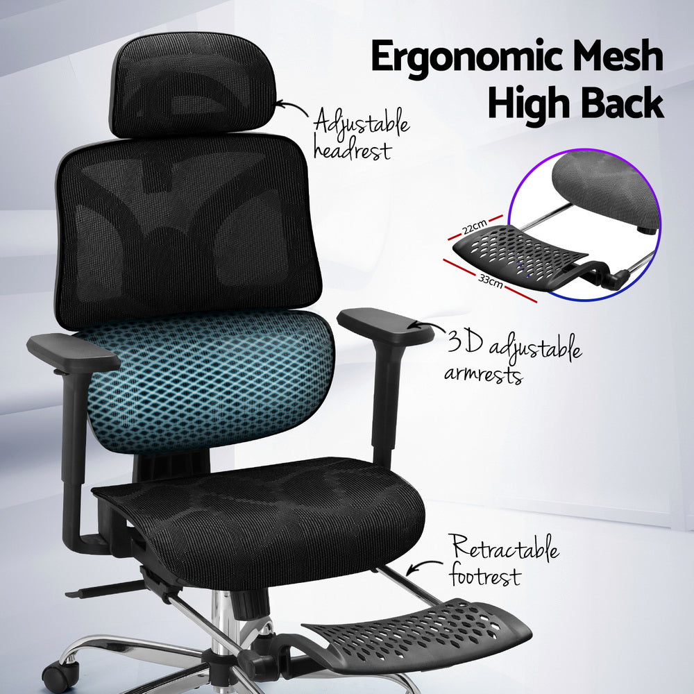 Office & Desk Chairs: Artiss Ergonomic Office Chair Footrest Black