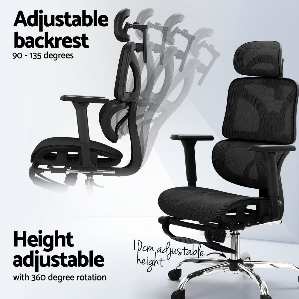 Office & Desk Chairs: Artiss Ergonomic Office Chair Footrest Black