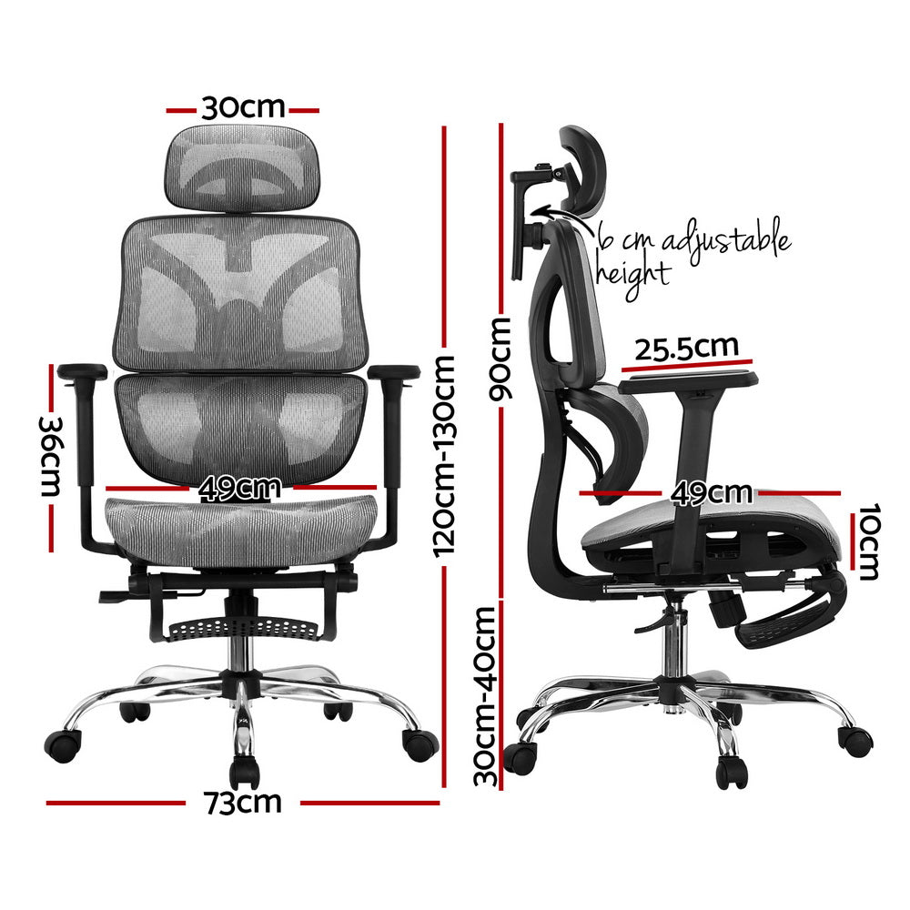 Office & Desk Chairs: Artiss Ergonomic Office Chair Footrest Grey