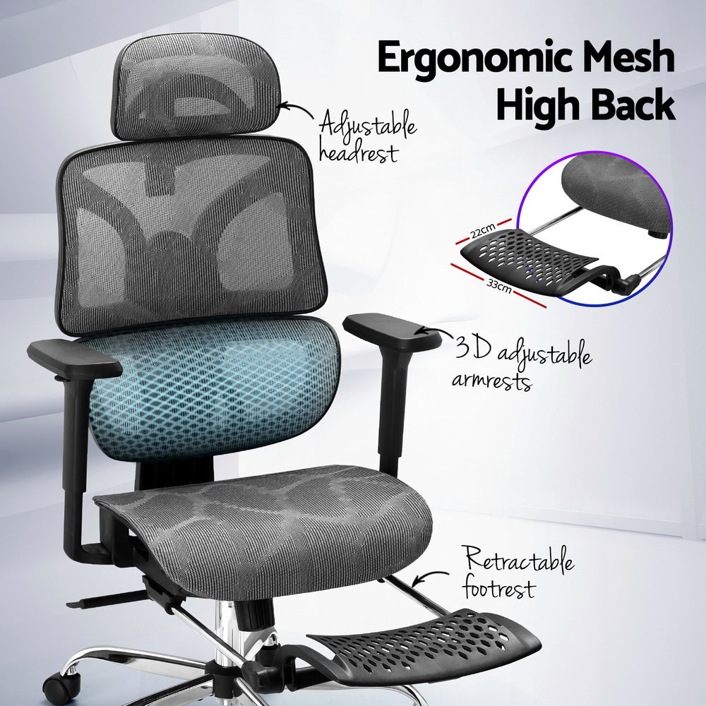 Office & Desk Chairs: Artiss Ergonomic Office Chair Footrest Grey