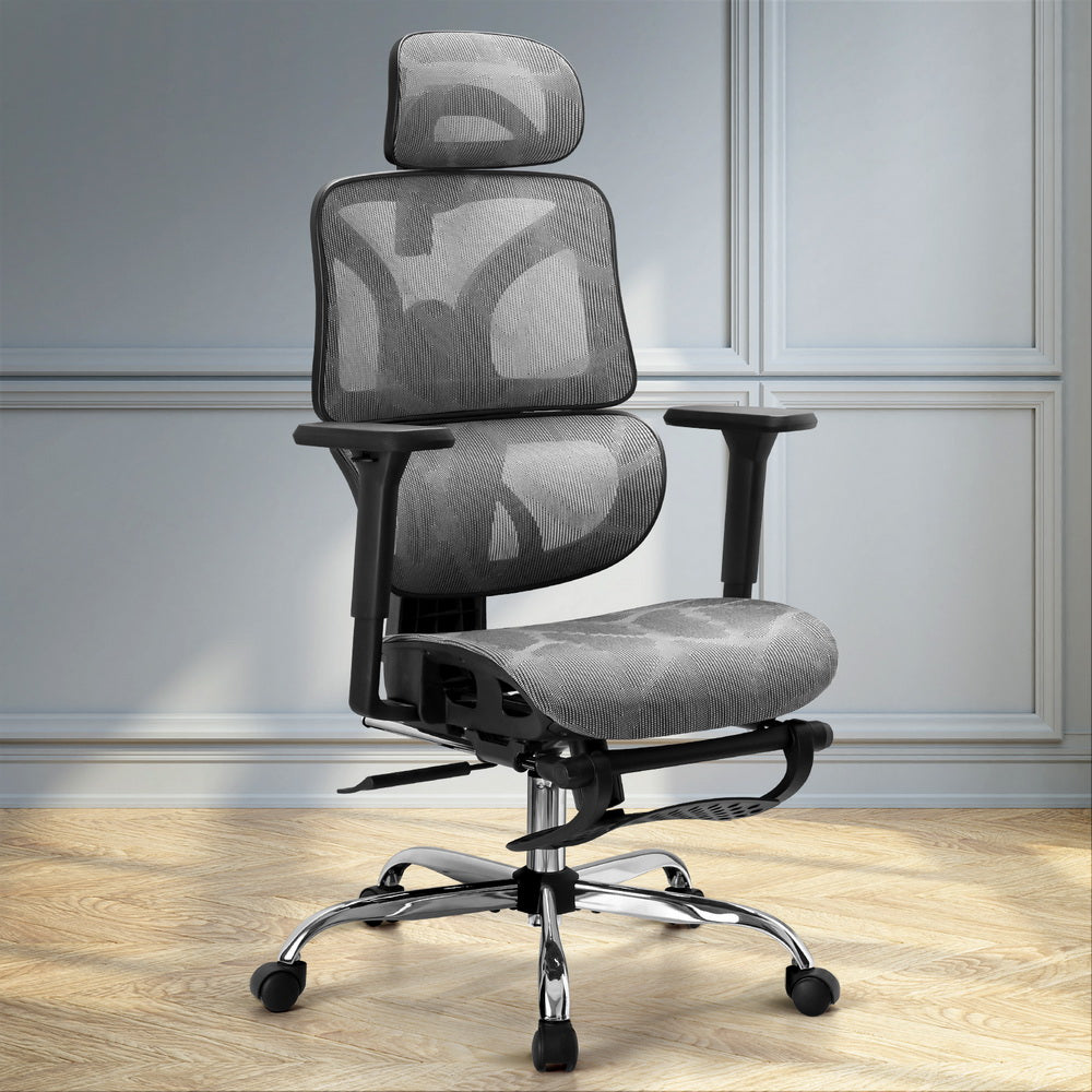 Office & Desk Chairs: Artiss Ergonomic Office Chair Footrest Grey