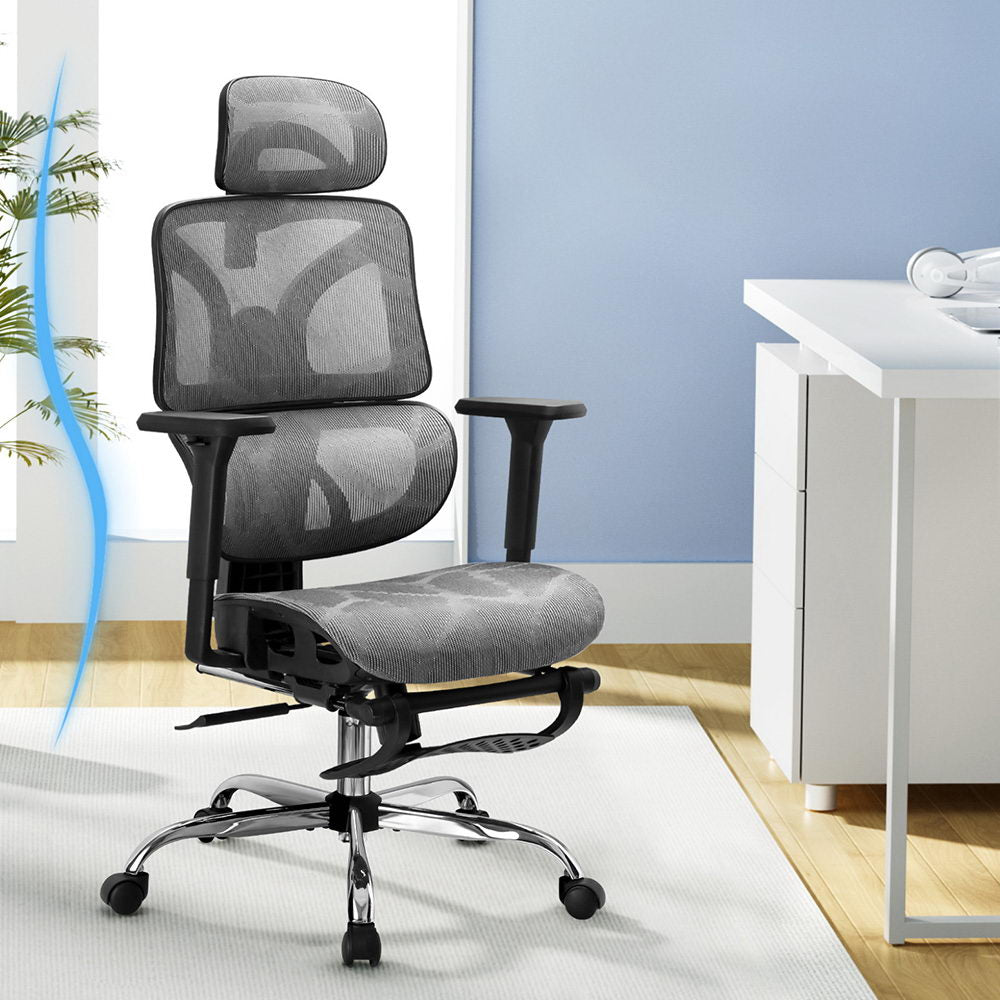 Office & Desk Chairs: Artiss Ergonomic Office Chair Footrest Grey