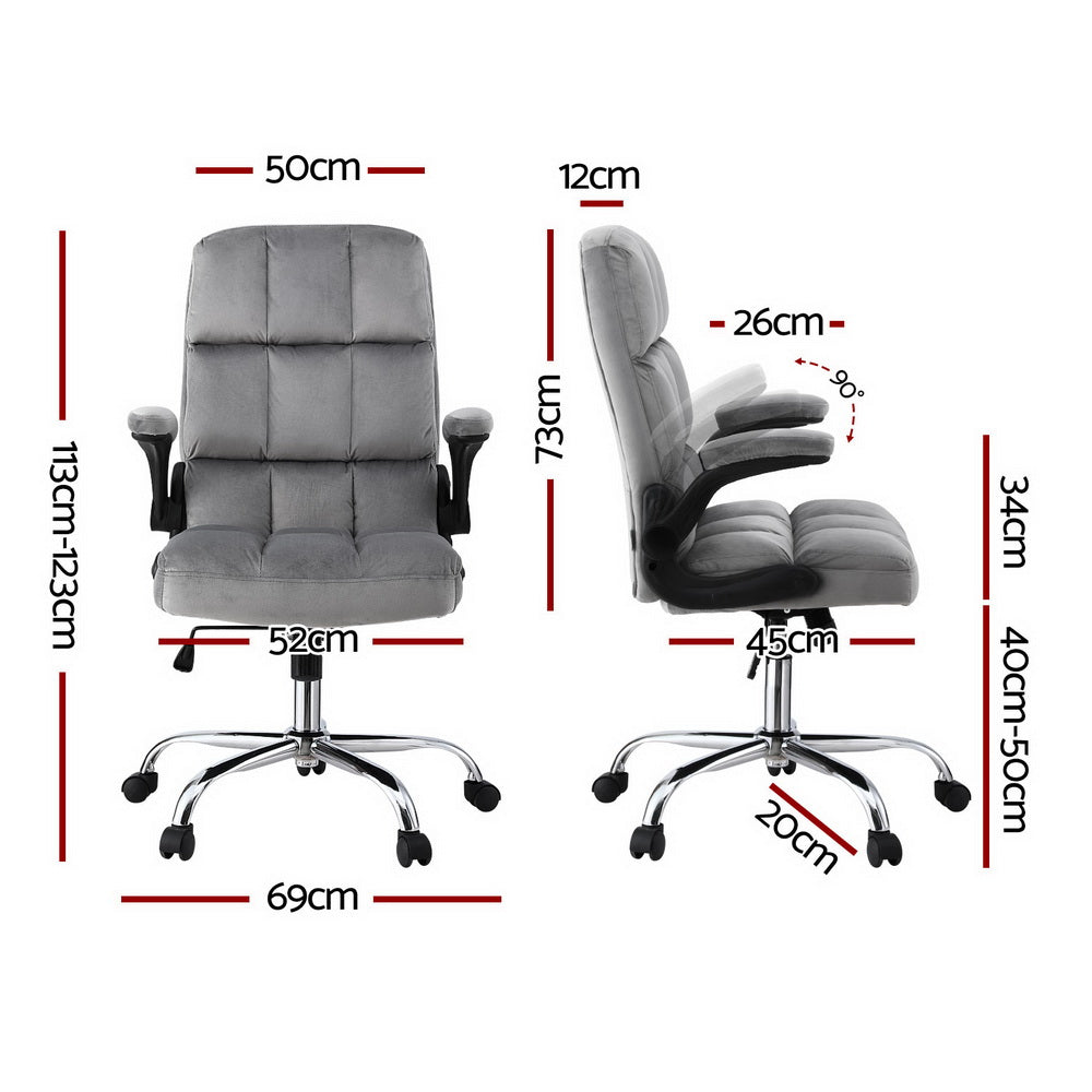 Office & Desk Chairs: Artiss Office Chair Velvet Seat Racing Gaming Computer Desk Chairs Armrest Grey