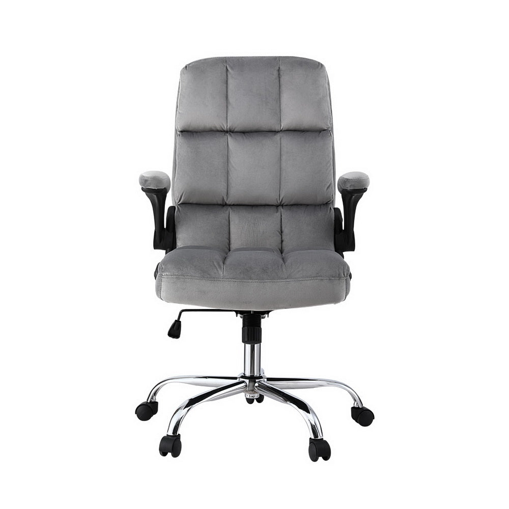 Office & Desk Chairs: Artiss Office Chair Velvet Seat Racing Gaming Computer Desk Chairs Armrest Grey
