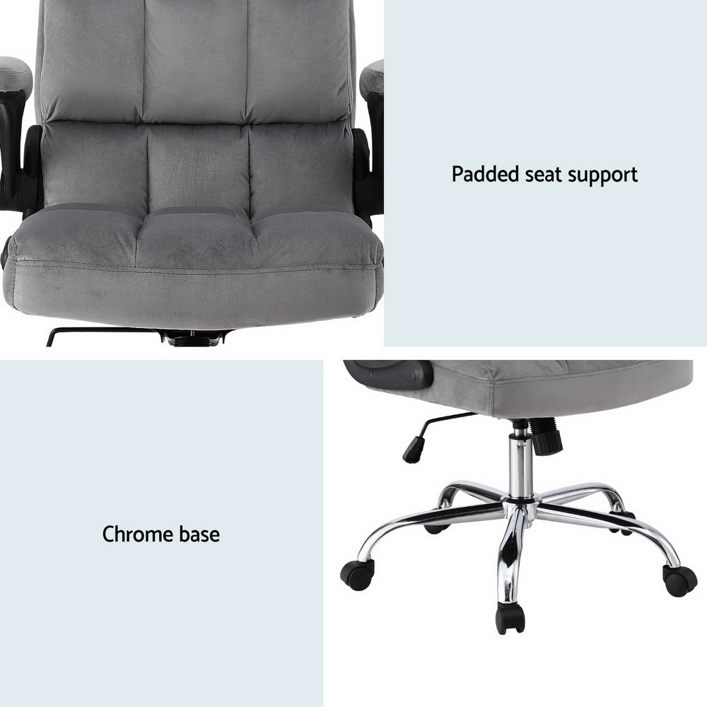 Office & Desk Chairs: Artiss Office Chair Velvet Seat Racing Gaming Computer Desk Chairs Armrest Grey