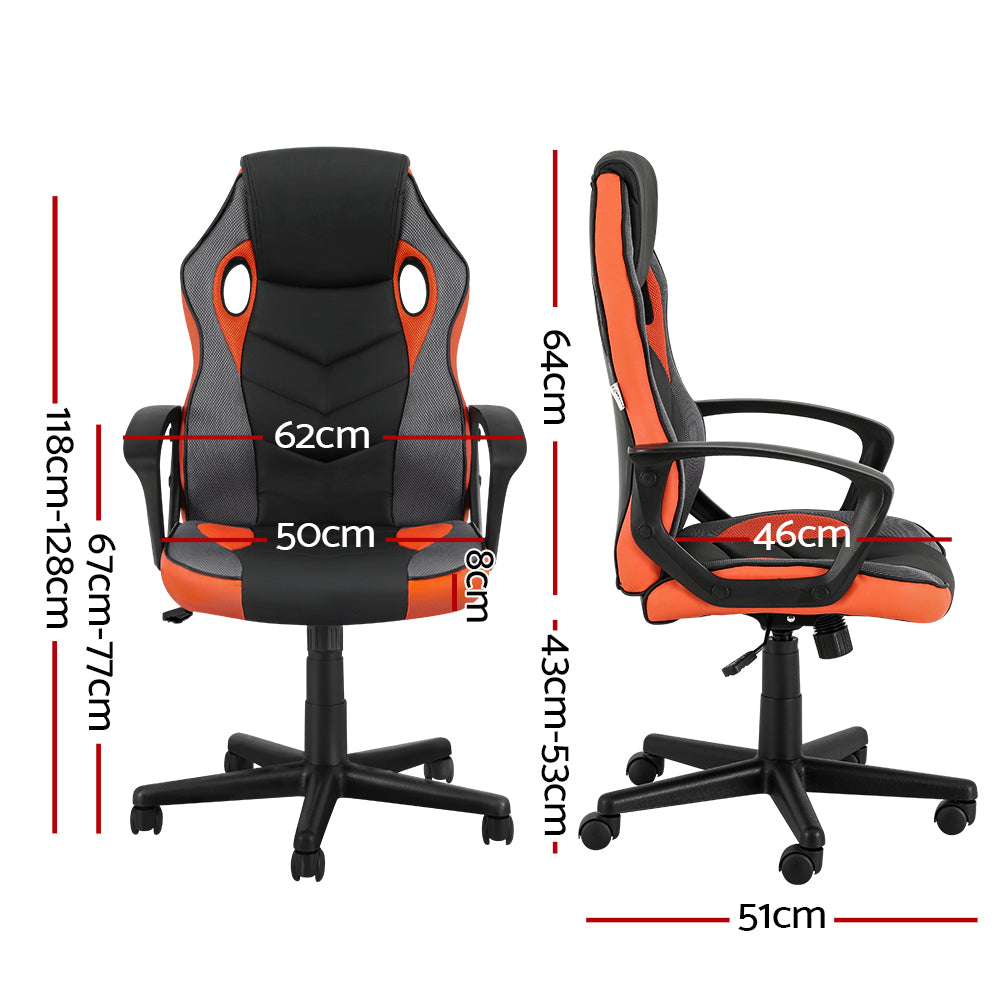 Office & Desk Chairs: Artiss Gaming Office Chair Computer Executive Racing Chairs High Back Orange