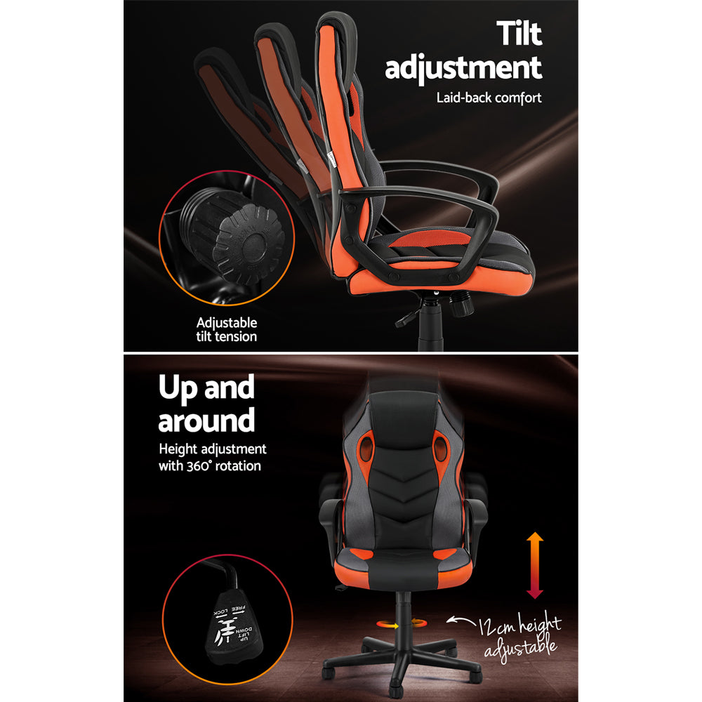 Office & Desk Chairs: Artiss Gaming Office Chair Computer Executive Racing Chairs High Back Orange