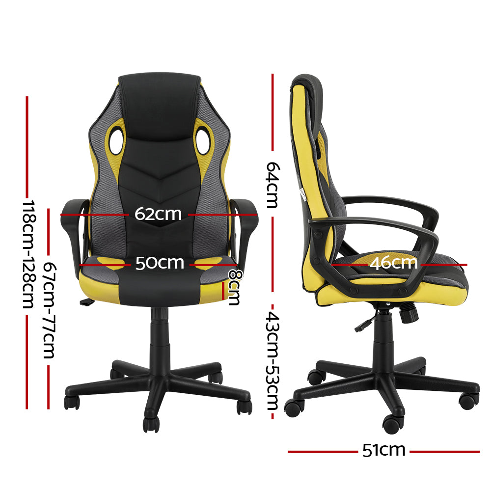 Office & Desk Chairs: Artiss Gaming Office Chair Computer Executive Racing Chairs High Back Yellow