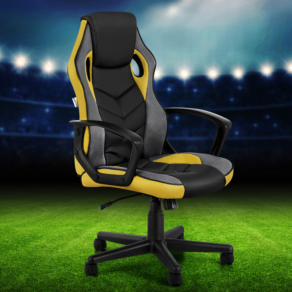 Office & Desk Chairs: Artiss Gaming Office Chair Computer Executive Racing Chairs High Back Yellow
