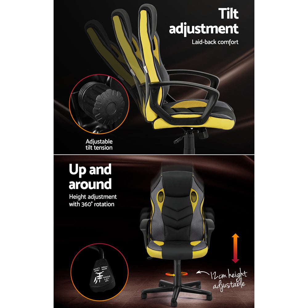 Office & Desk Chairs: Artiss Gaming Office Chair Computer Executive Racing Chairs High Back Yellow
