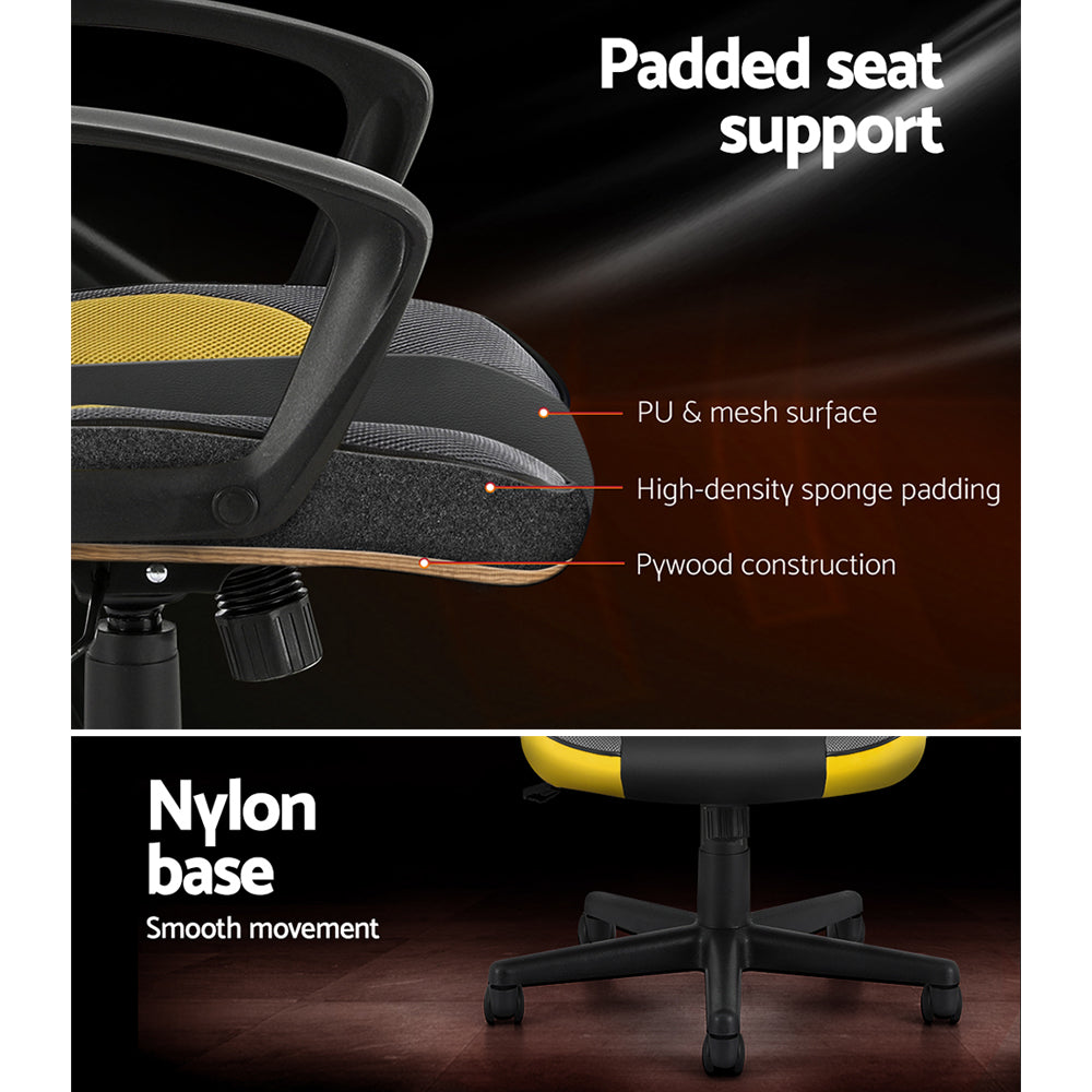 Office & Desk Chairs: Artiss Gaming Office Chair Computer Executive Racing Chairs High Back Yellow