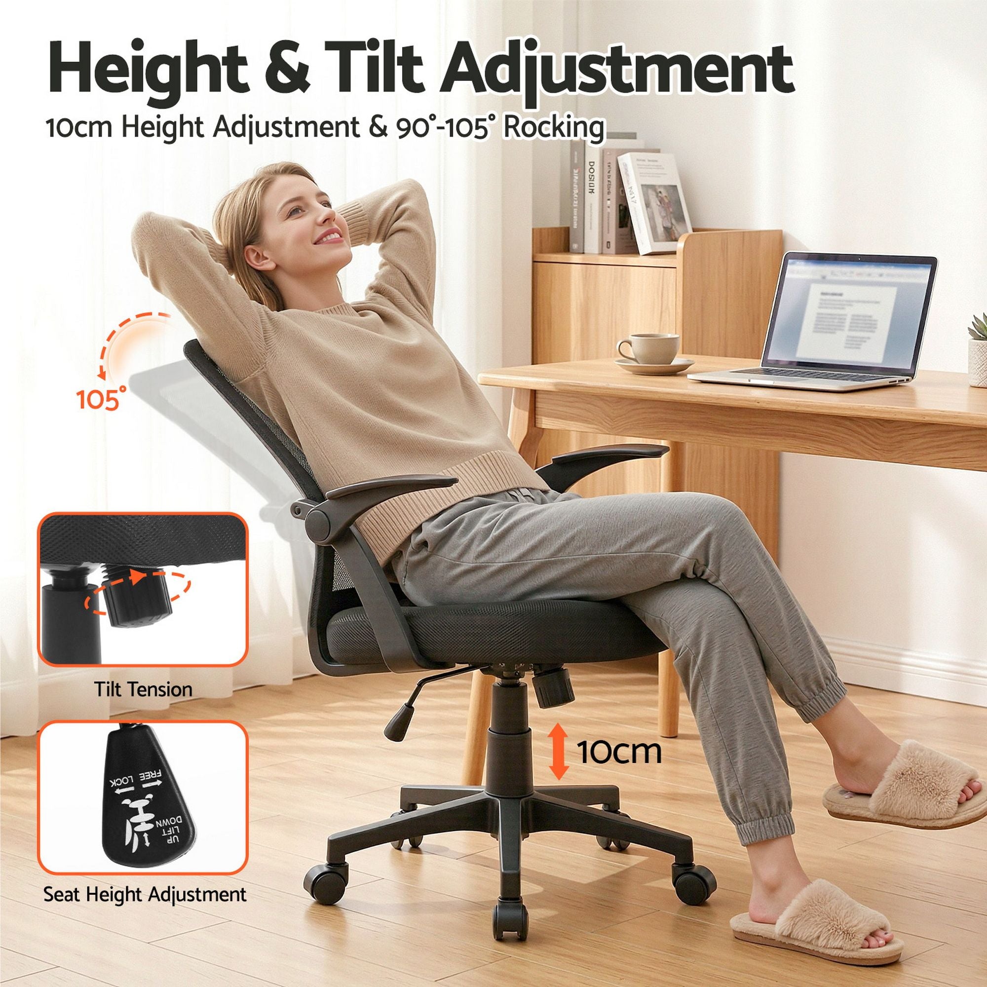 Office & Desk Chairs: Artiss Mesh Office Chair Mid Back Black