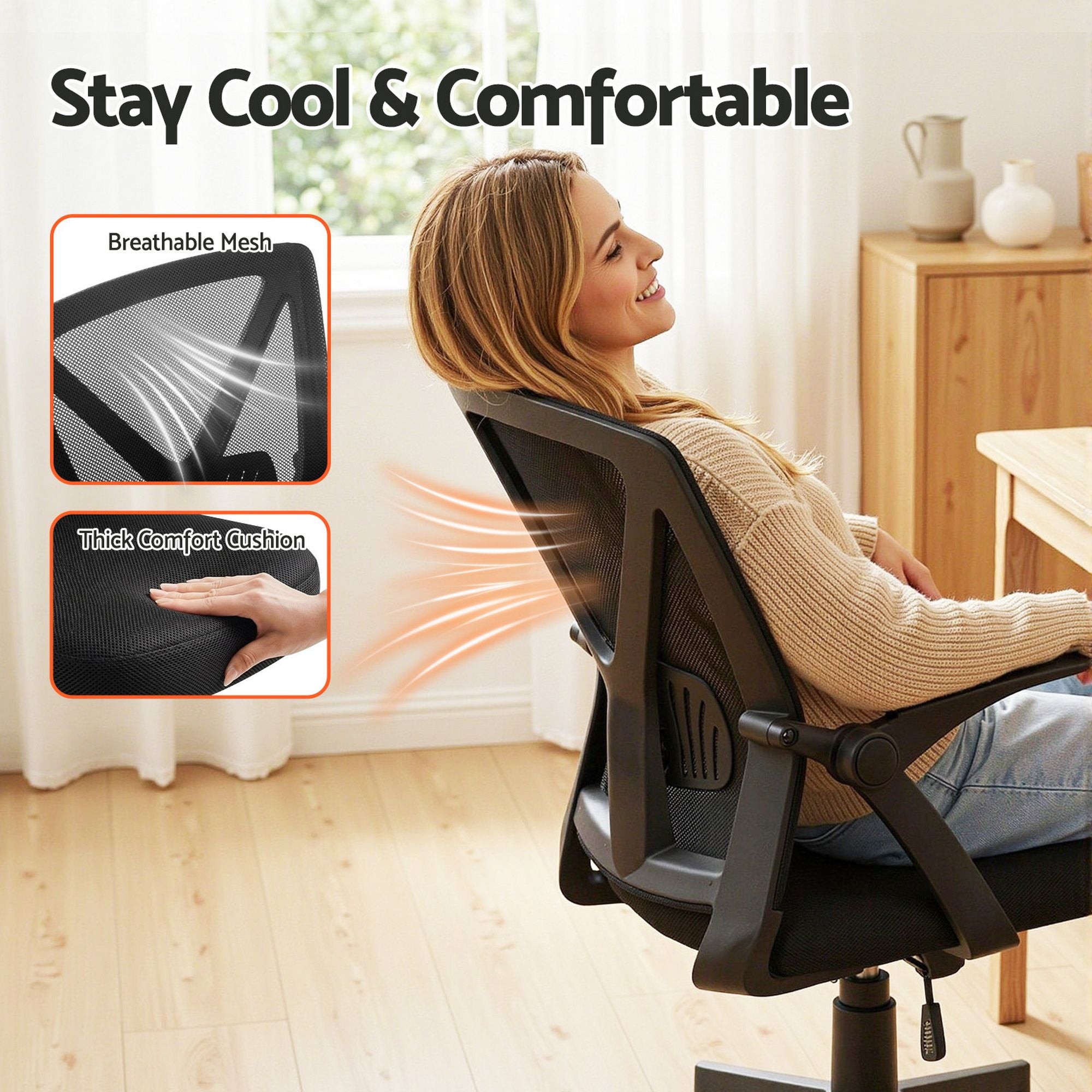 Office & Desk Chairs: Artiss Mesh Office Chair Mid Back Black