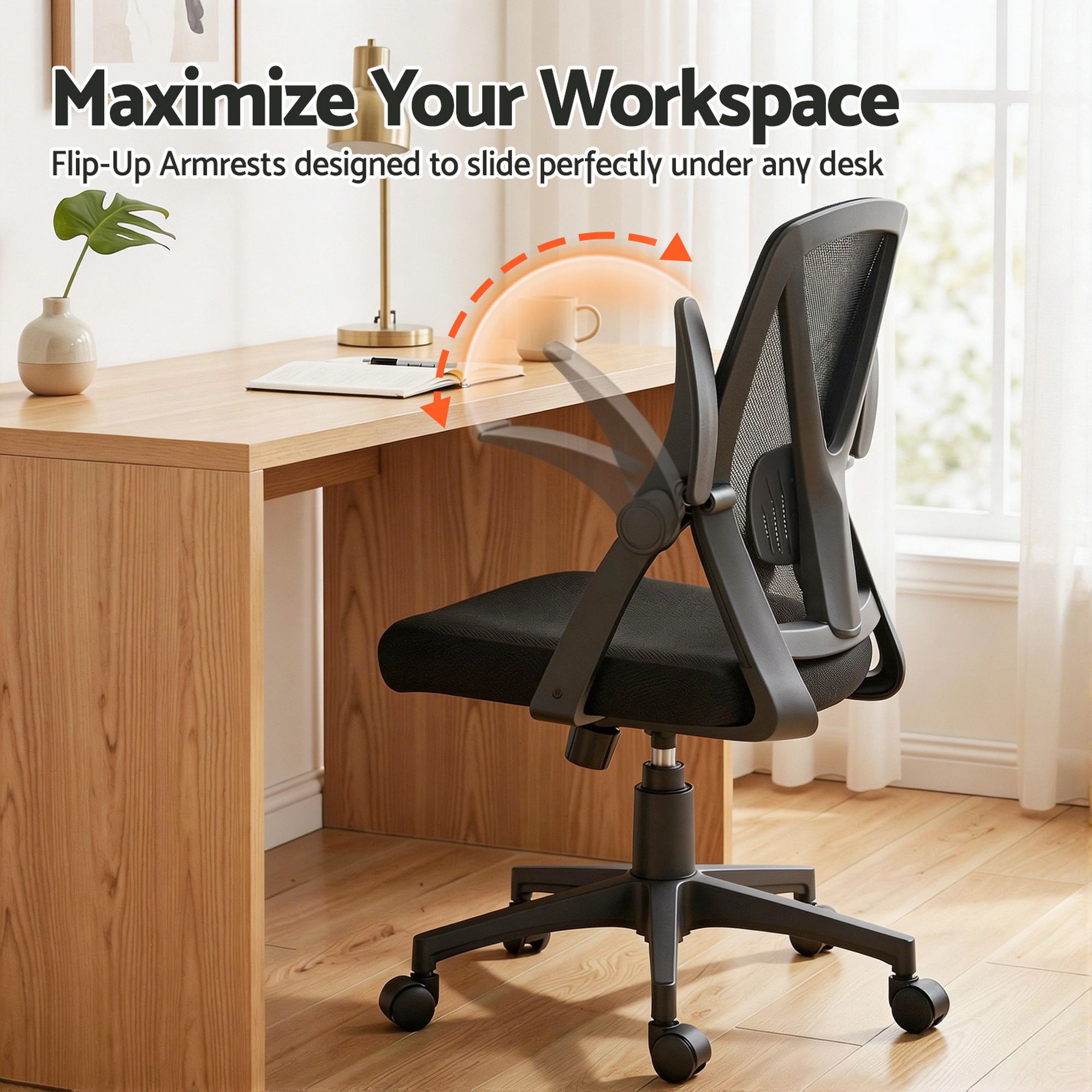 Office & Desk Chairs: Artiss Mesh Office Chair Mid Back Black