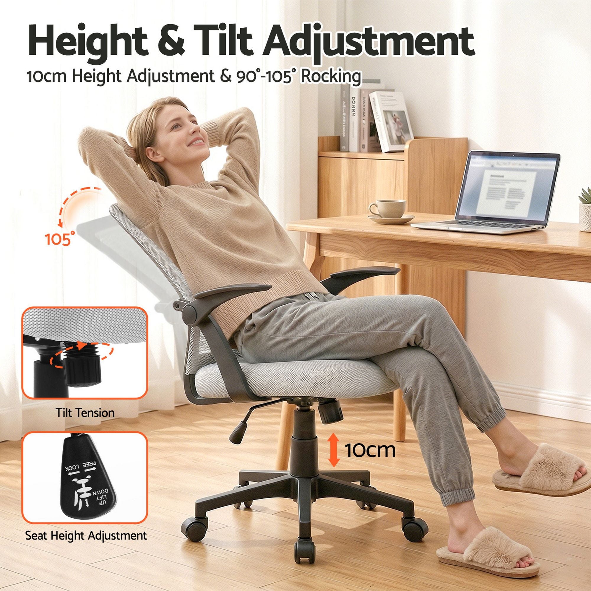 Office & Desk Chairs: Artiss Mesh Office Chair Mid Back Grey