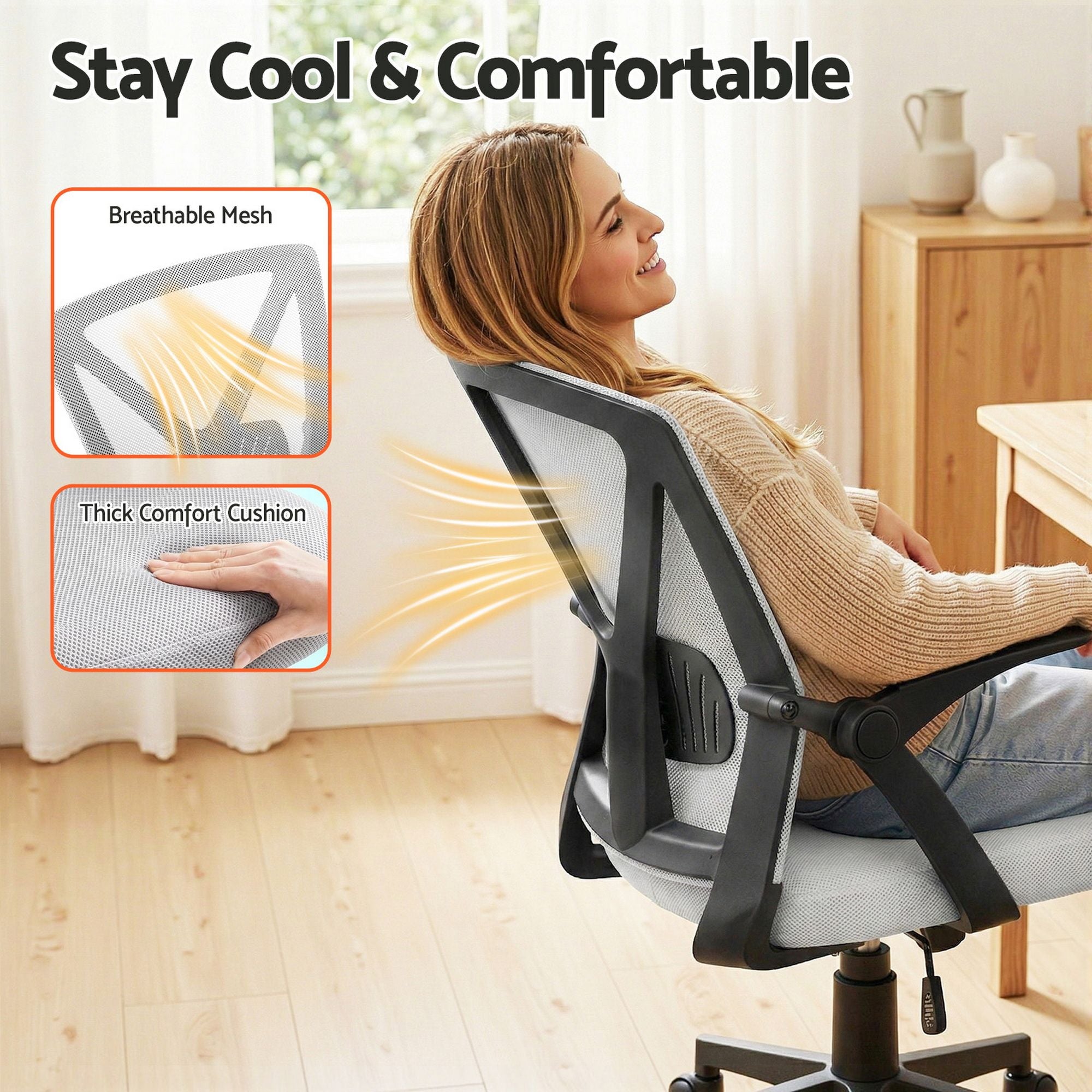 Office & Desk Chairs: Artiss Mesh Office Chair Mid Back Grey